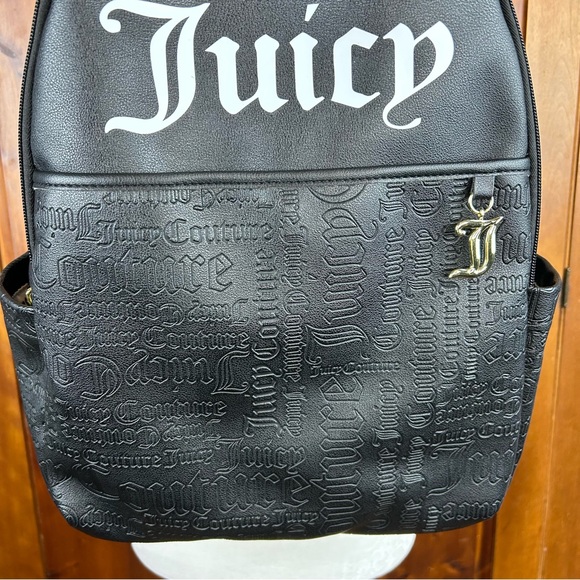 Juicy Couture Shout It Out Large Black Deboss Logo Backpack Classic Academia - Picture 2 of 16